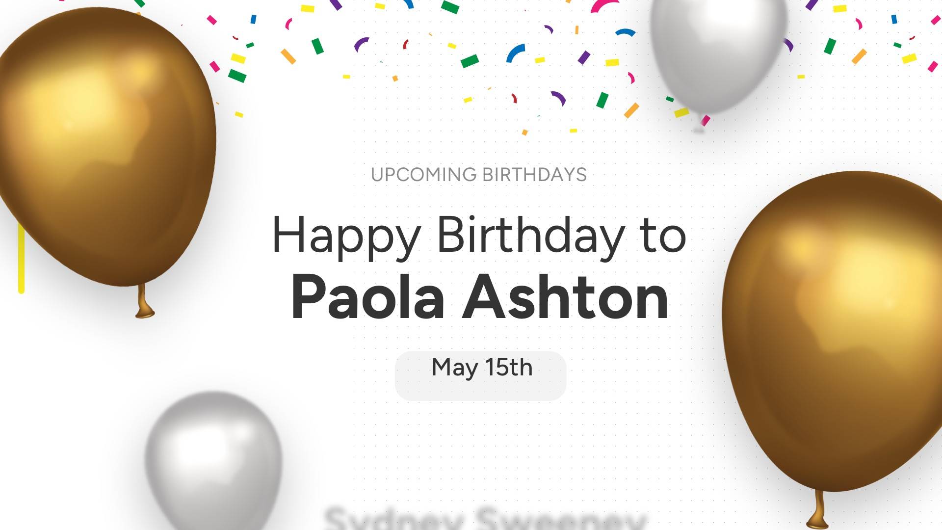 Rise Vision digital signage template for birthday celebrations