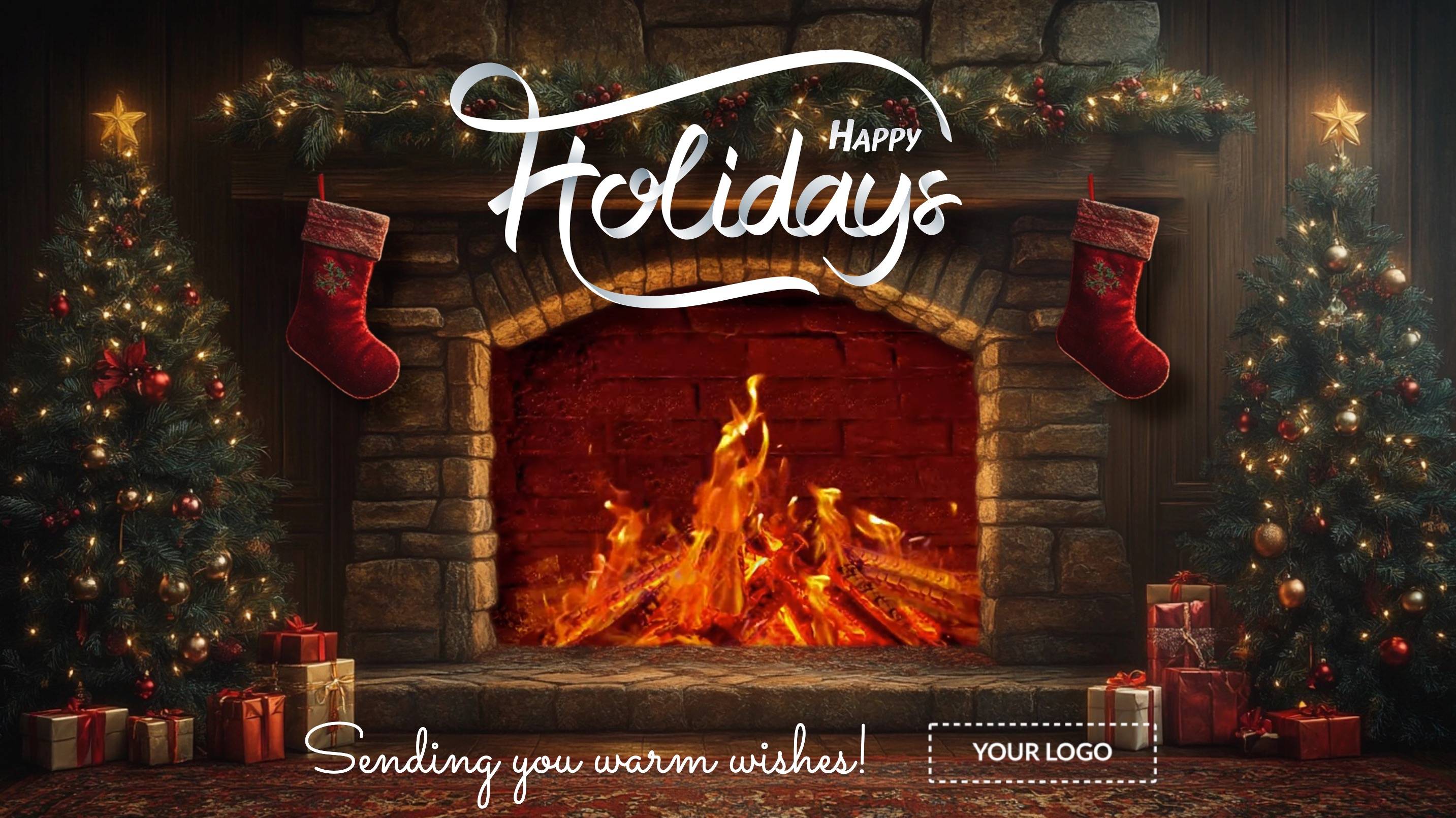 Holiday Fireplace Digital Signage Template