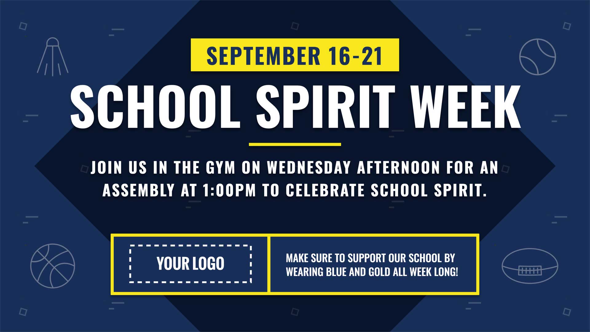 School Spirit Week Digital Signage Template