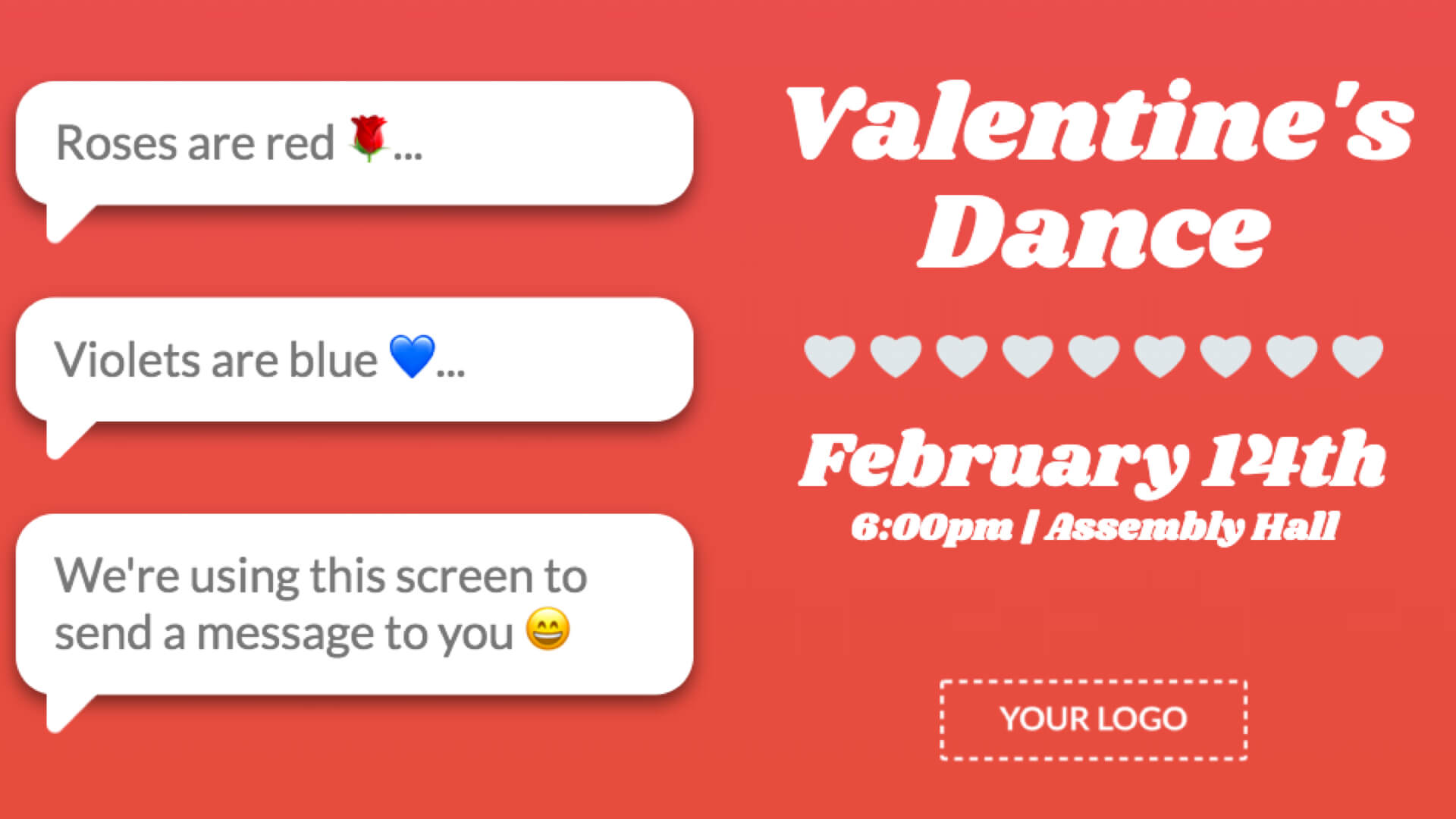 Valentine's Day Announcement Digital Signage Template