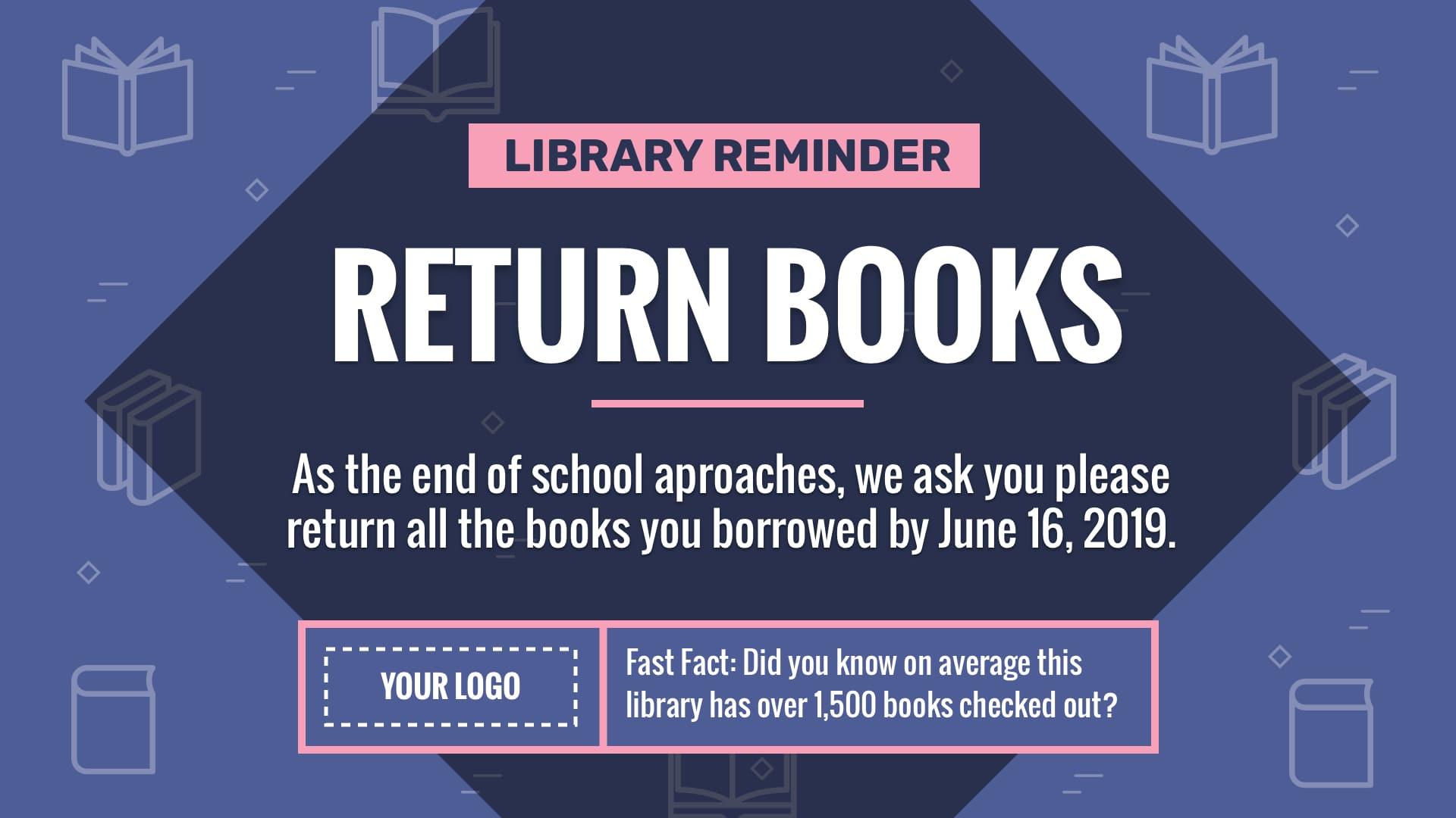 Library Reminder Digital Signage Template