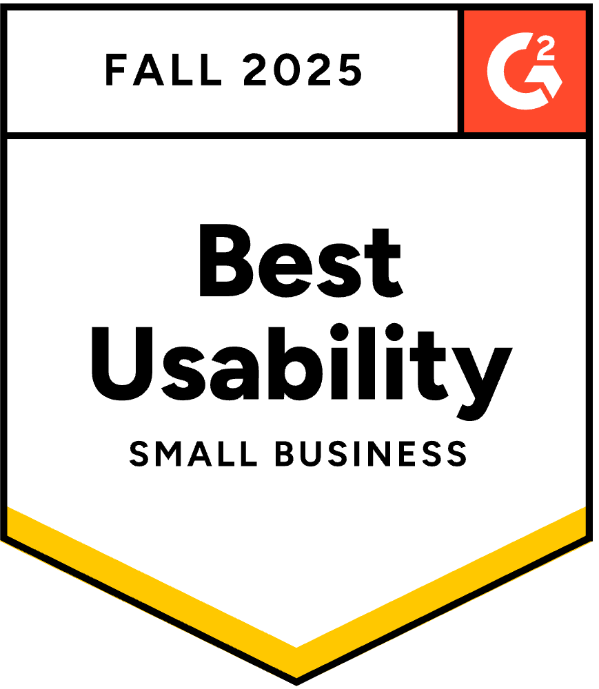 G2 best usability award for small business in Fall 2025