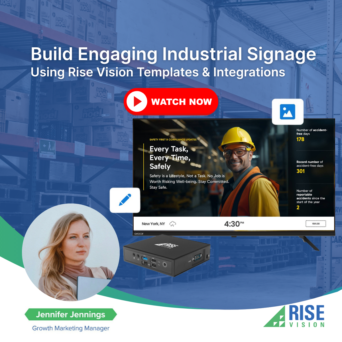 Build Engaging Industrial Signage Using Rise Vision Templates & Integrations