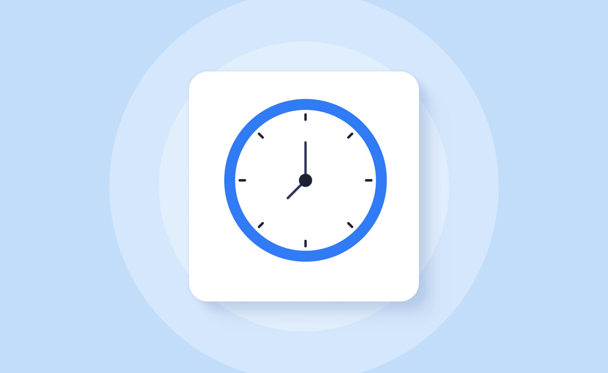 Clock icon on blue background