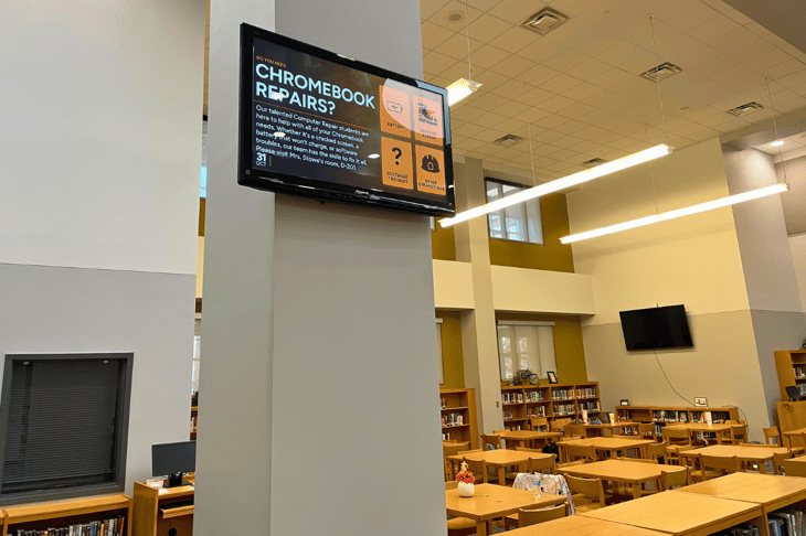 Digital display in the York School District media center