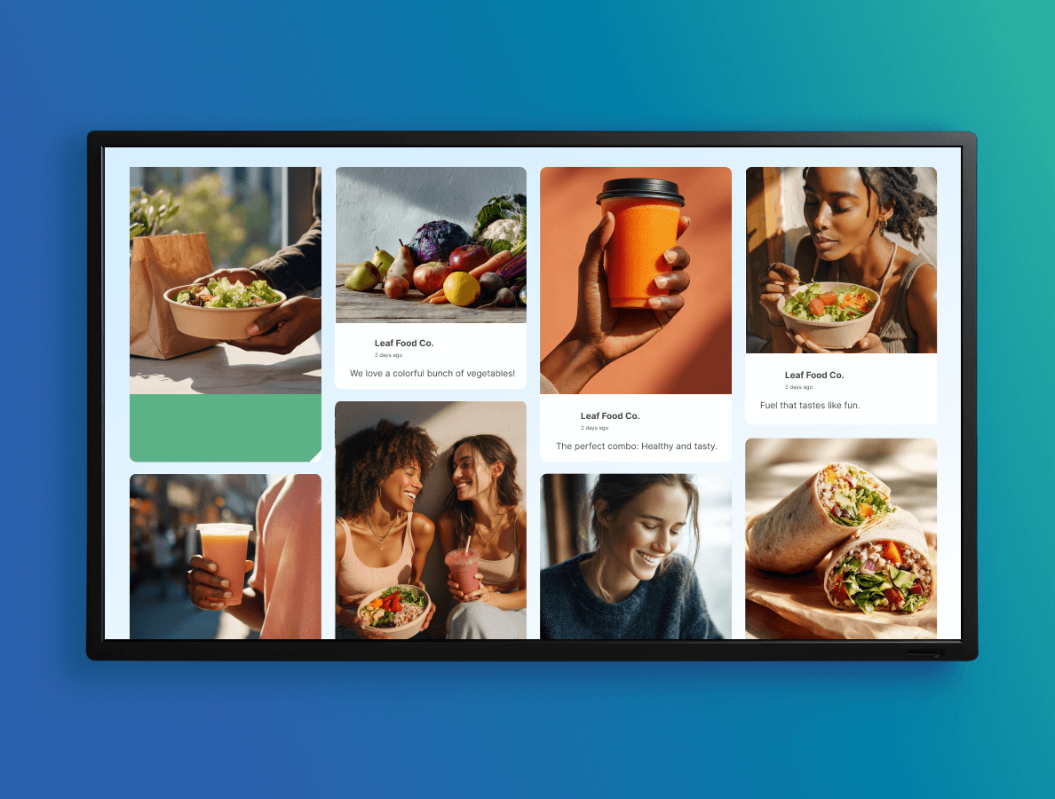 A digital signage display designed for grocery and retail stores