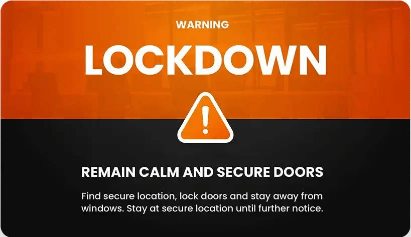 Rise Vision digital signage template for lockdown protocol and safety