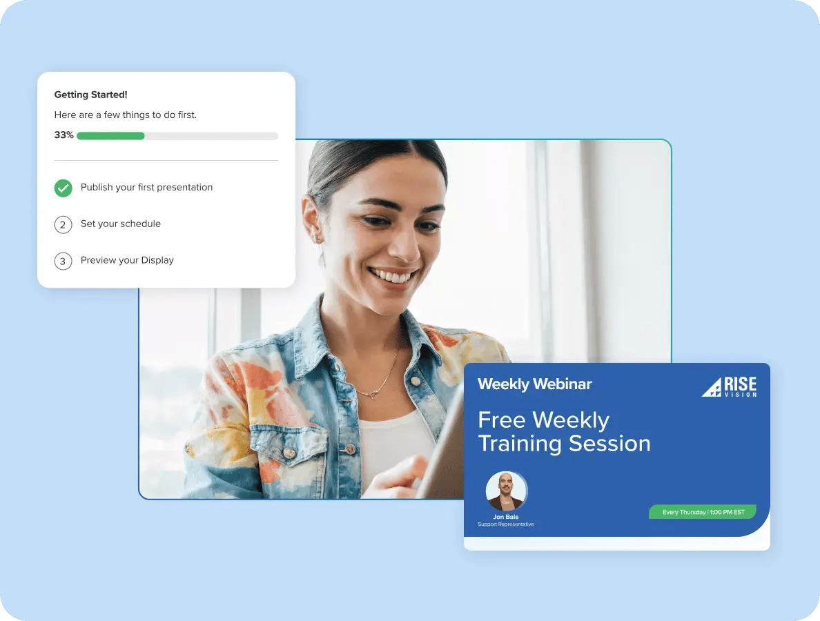 Rise Vision offers self guided onboarding and training