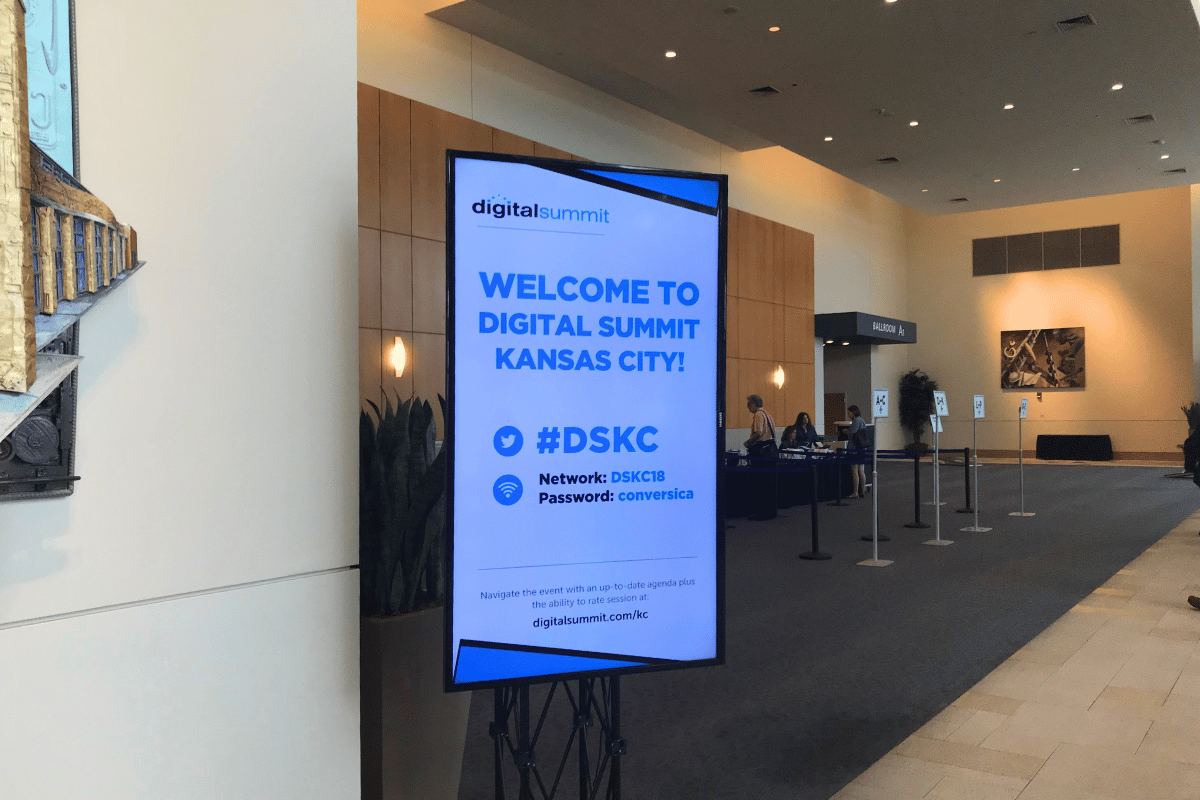 Portrait orientation digital signage display for Kansas City summit