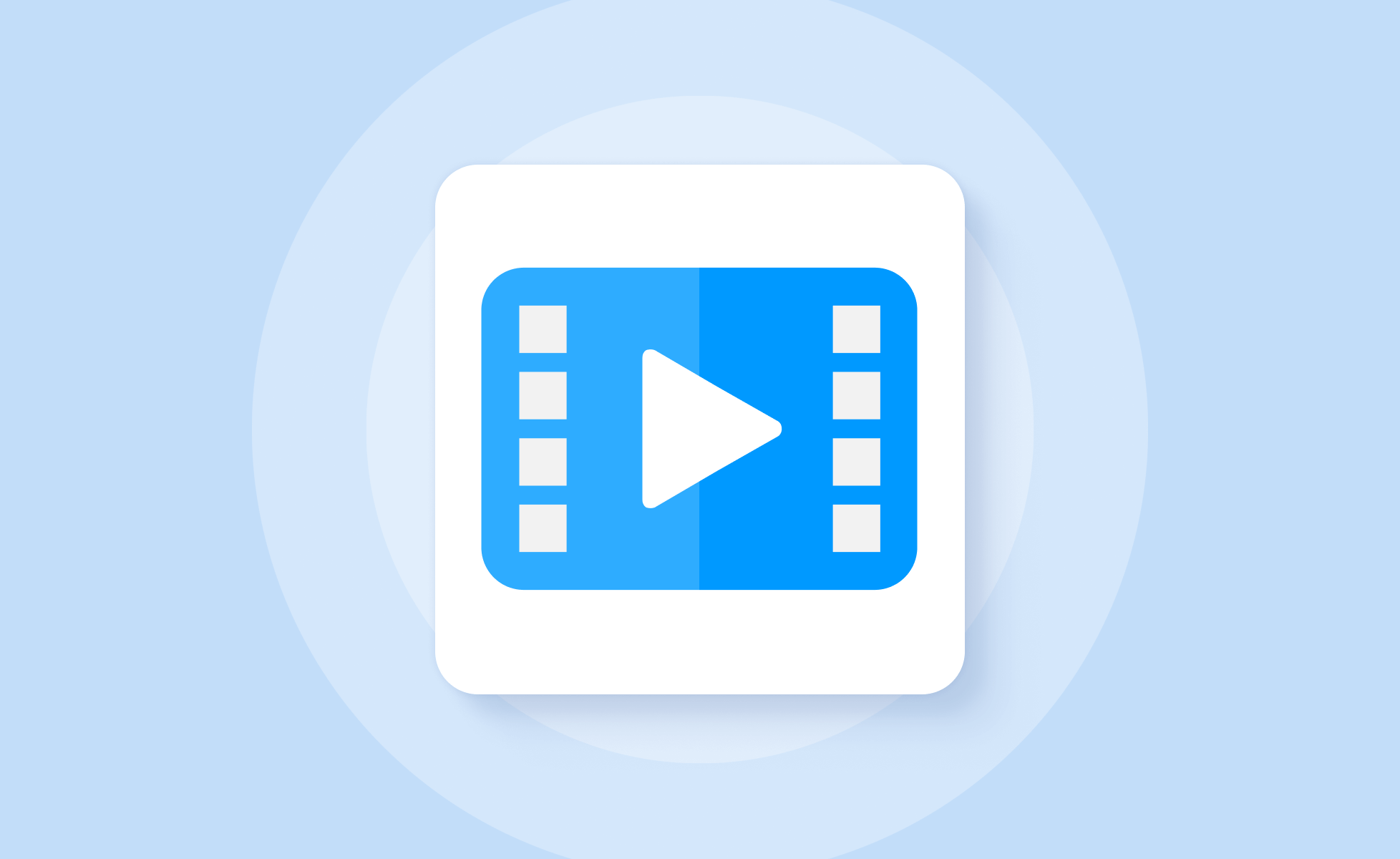 Video icon on blue background