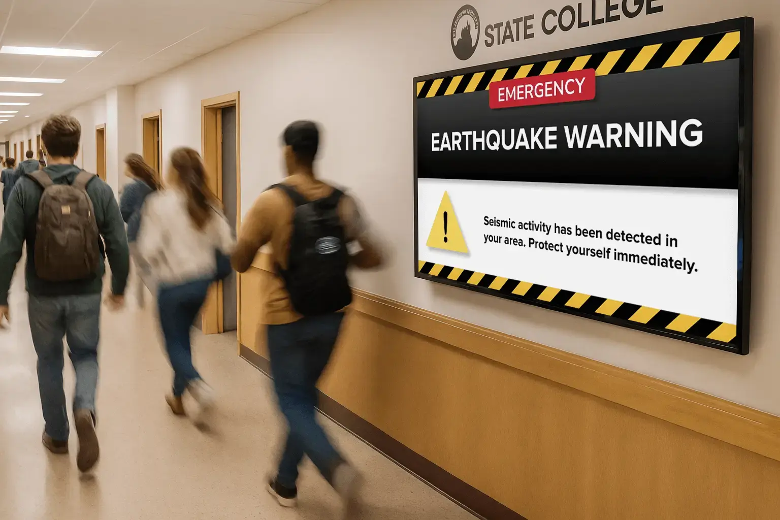 Digital signage on the wall of a university