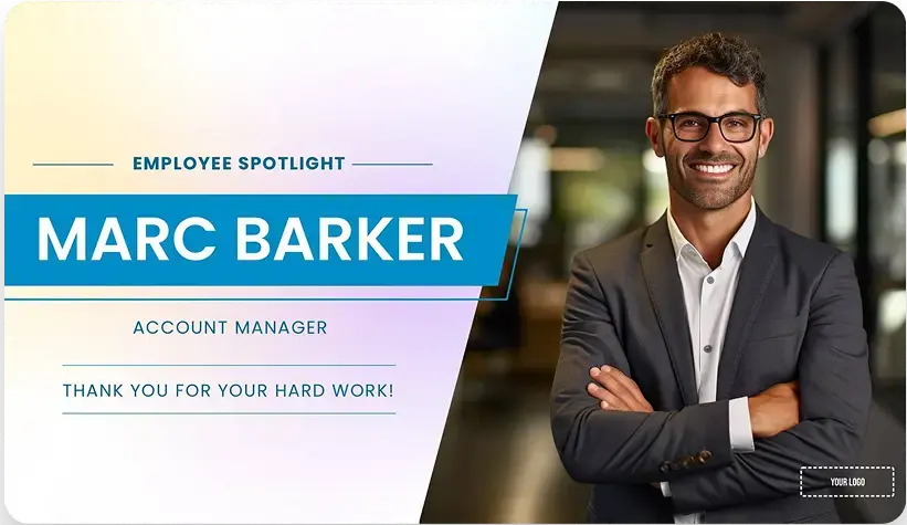 Rise Vision digital signage template for employee spotlight