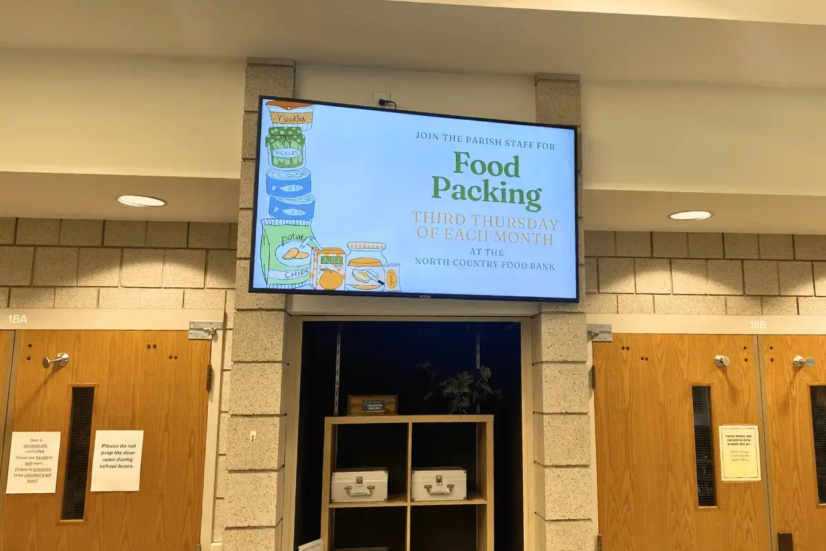 Digital display on a brick wall