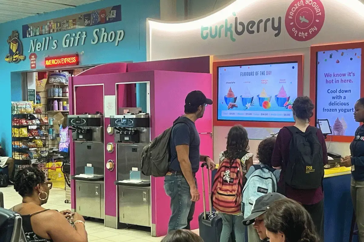 Digital signmaege display at a turkberry ice cream stall