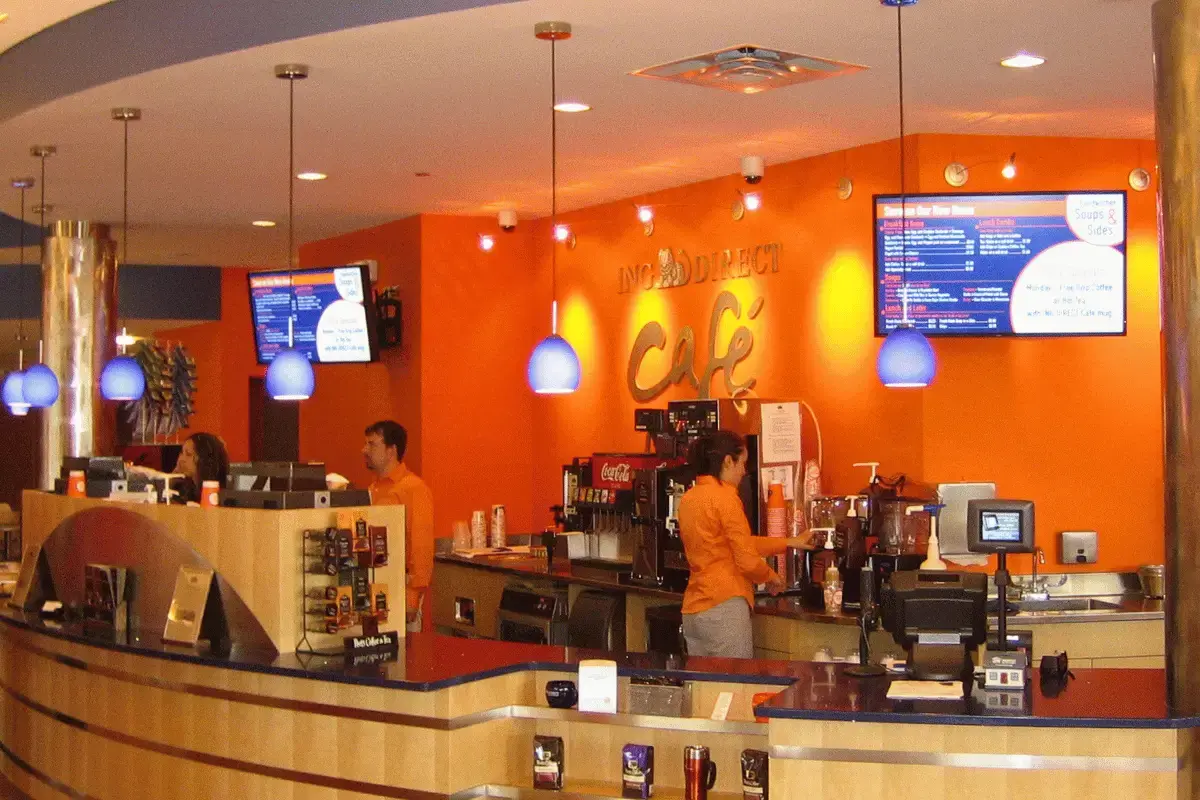 Cafe with digital signage