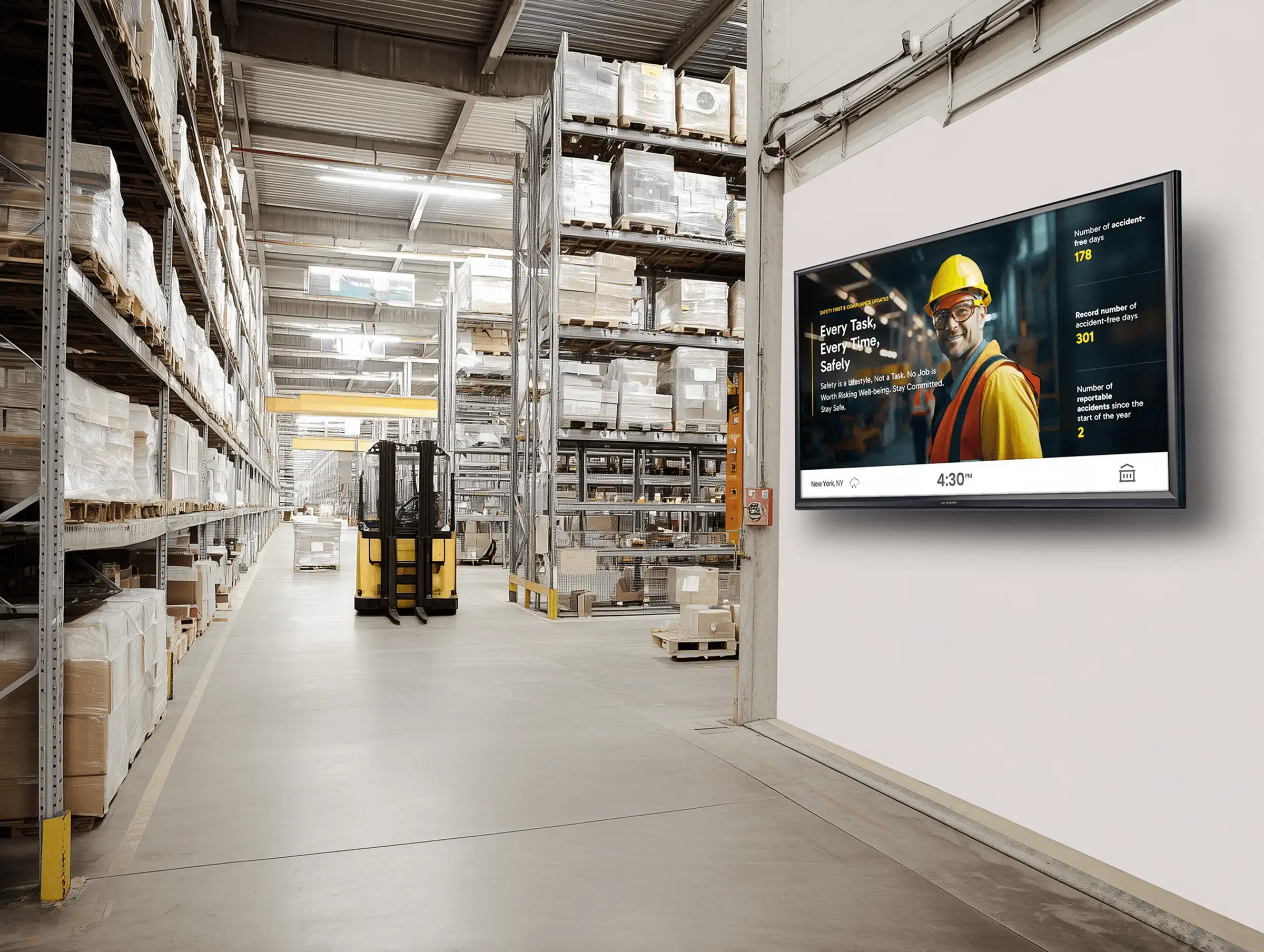 Manufacturing facility with Rise Vision digital signage display