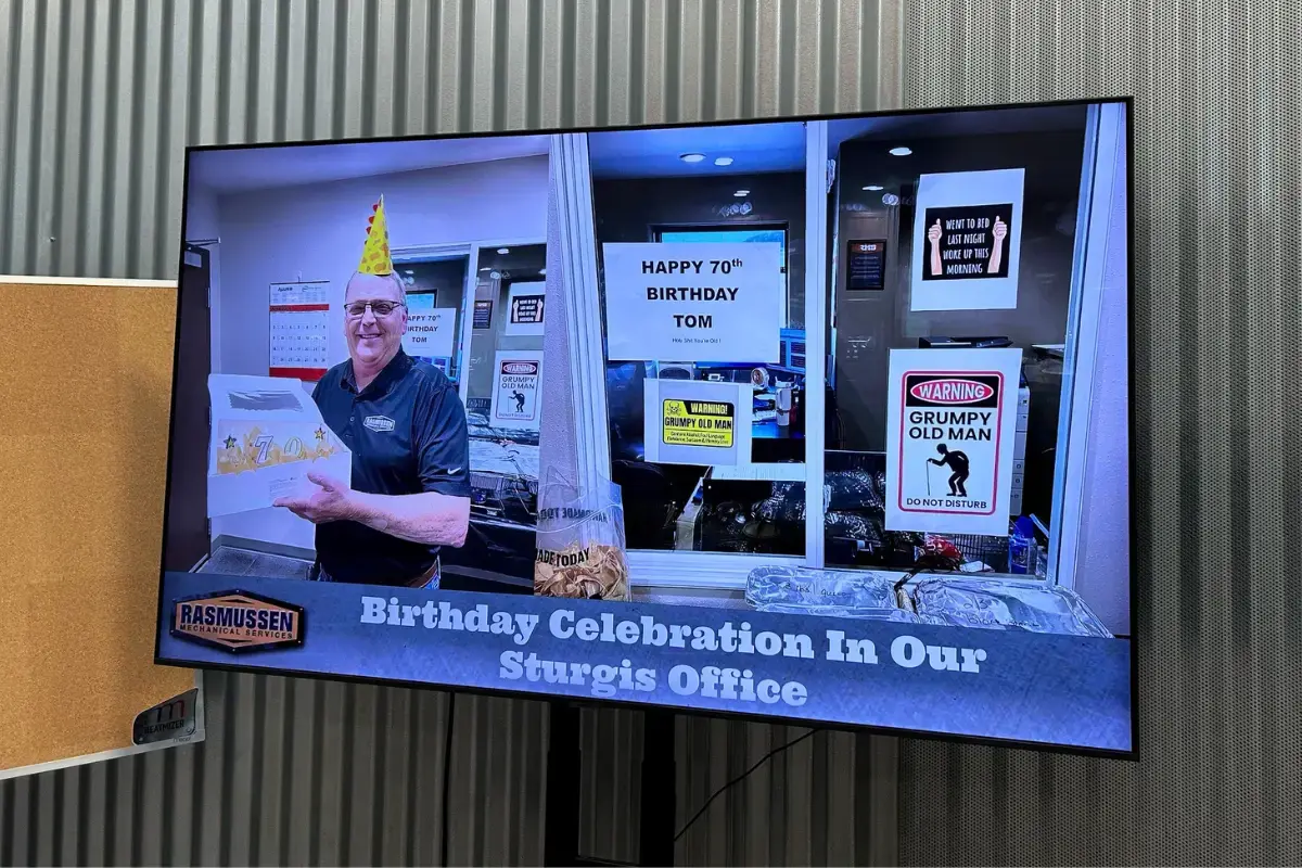 Rasmussen Mechanical display showing an Employee Birthday