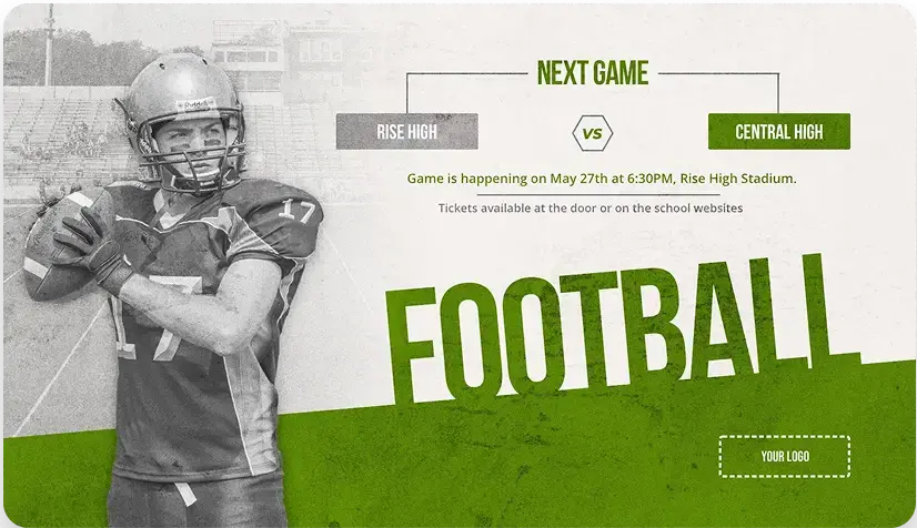 Rise Vision digital signage template for sports