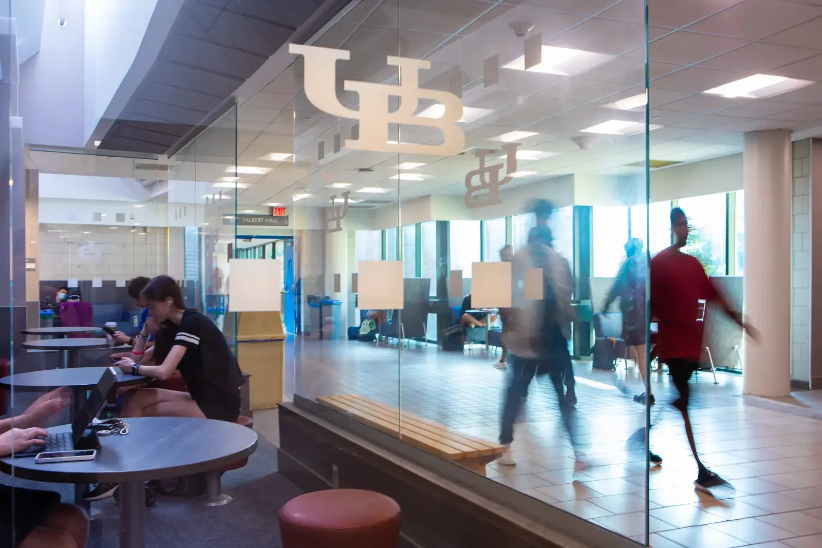 The interior lobby of the University of Buffalo
